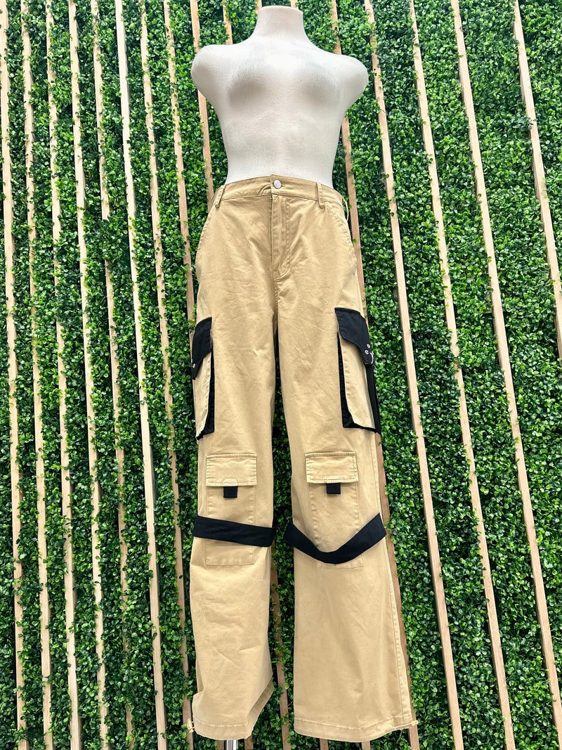 Khaki Black Cargo Jogger