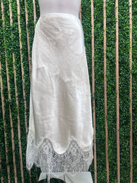 Ivory Whisper Lace Satin Midi Skirt