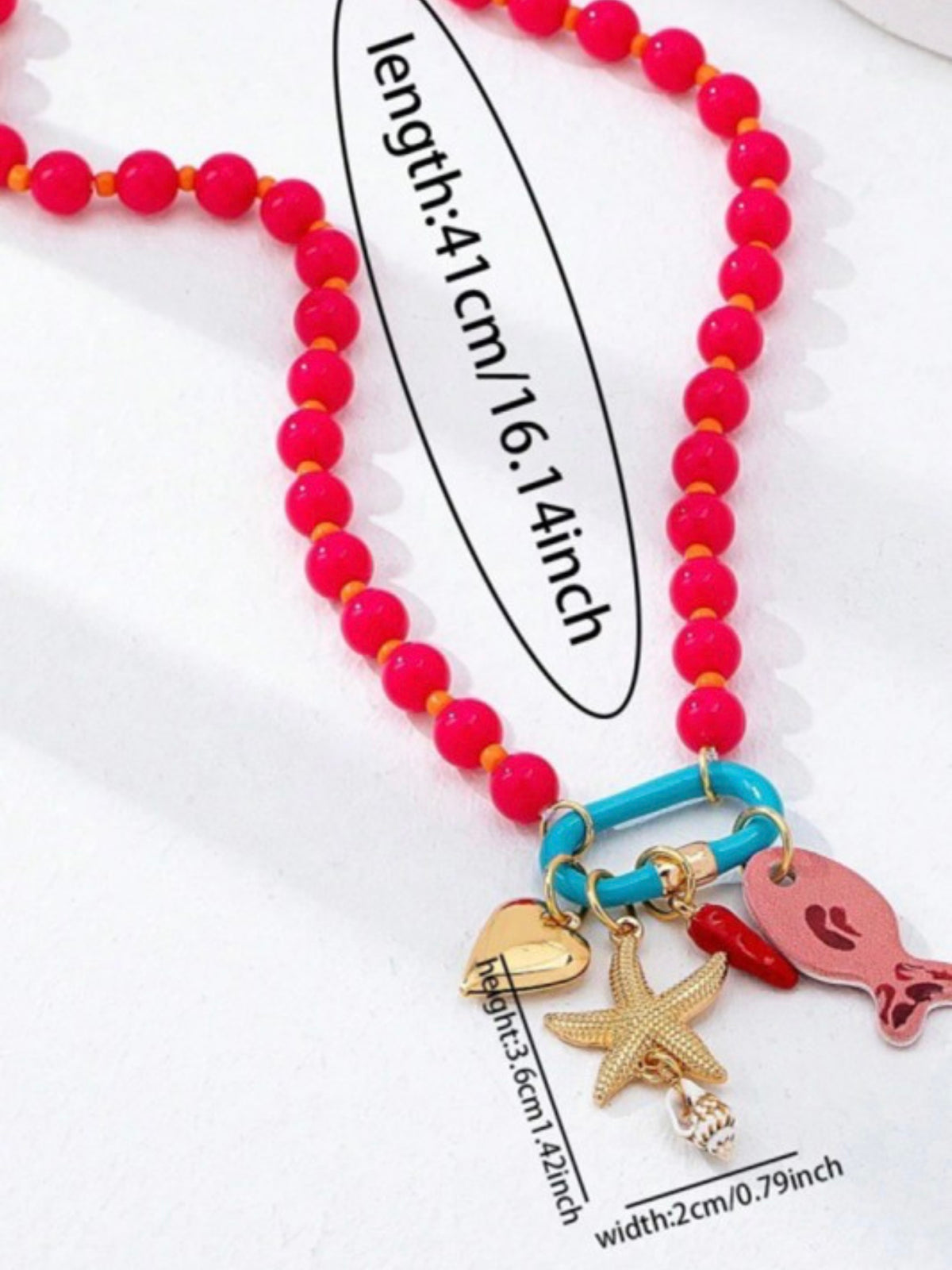 Coastal Charm Beaded Carabiner Detailed Necklace