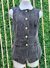 Long Fitted Denim Vest