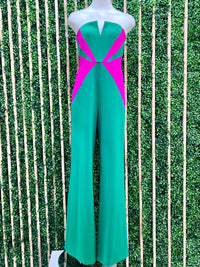 Beautiful Color Block Strapless Jumpsuit