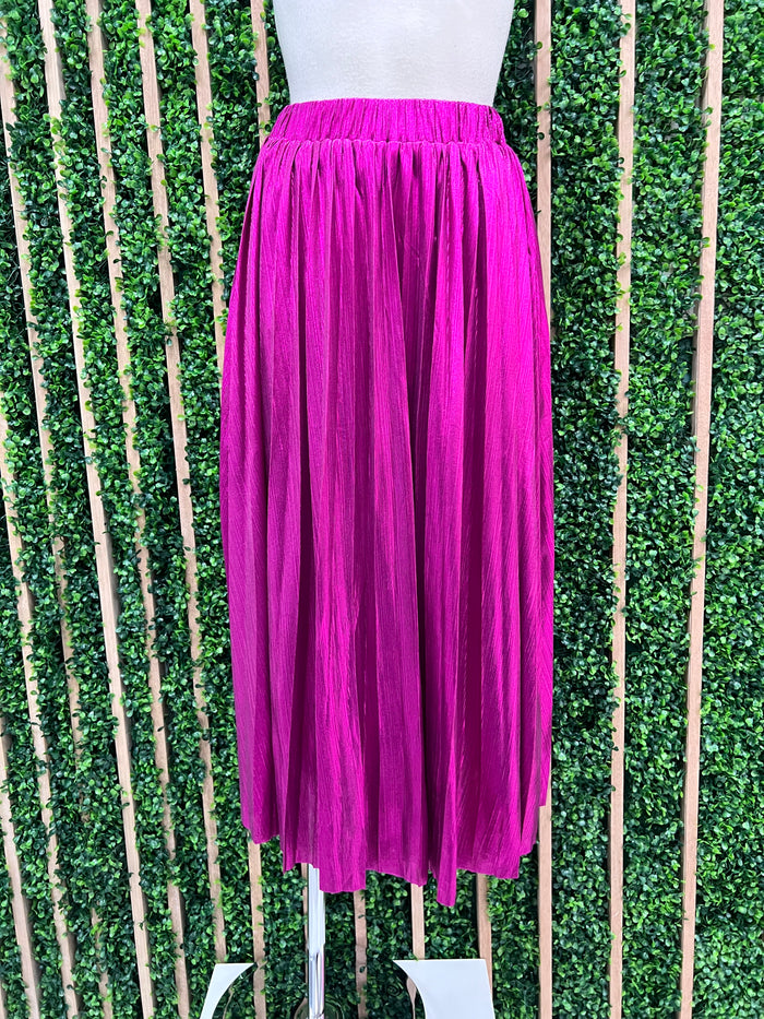 Iridescent Pleated Midi Skirt