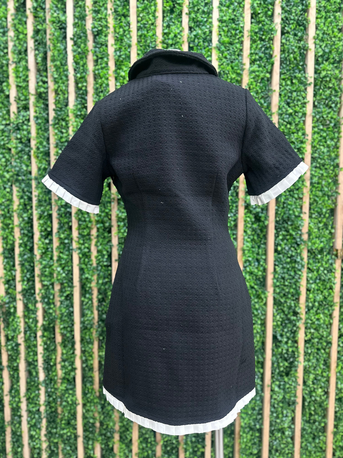 Elegant Pearl Detail Tweed Blouse Dress