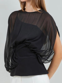 Black Chiffon Mixture Double Layer Blouse