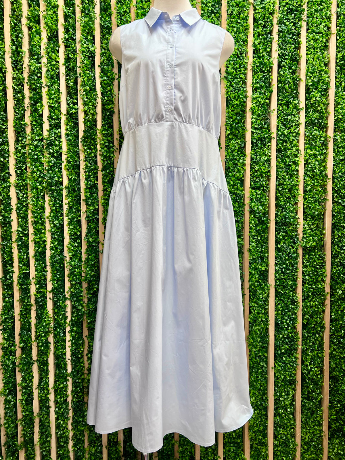 Curved Yoke Midi Shirt Dress
