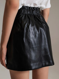 Black Faux Leather Bow Detail Short SKirt