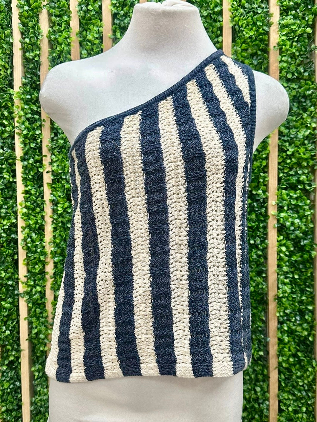 Striped Resort Knot One Shoulder Top