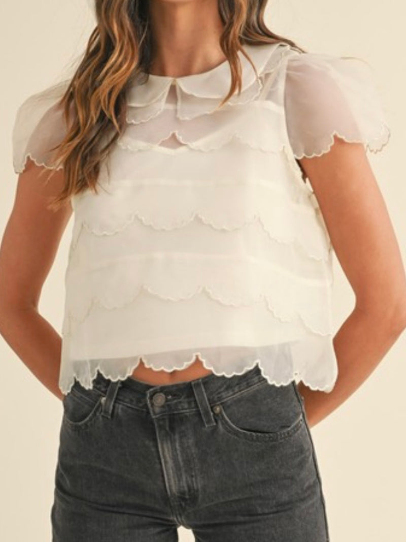 Beautiful Scallop Organza Blouse