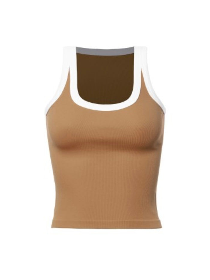 Contrast Neck High Neck Basic Top