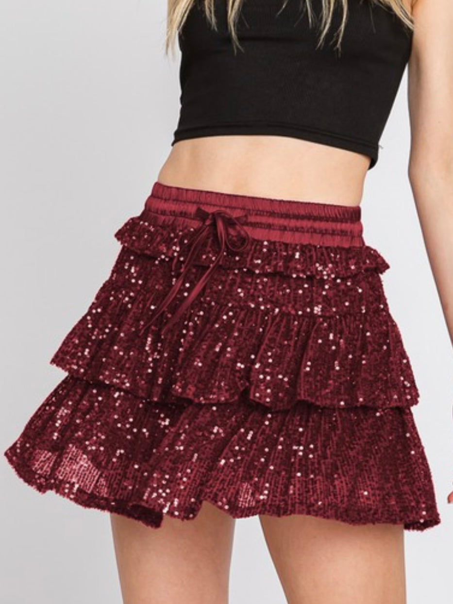 Sequin Ruffle Skort