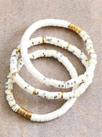 Rubber Flat Disc Bead Bracelet Set