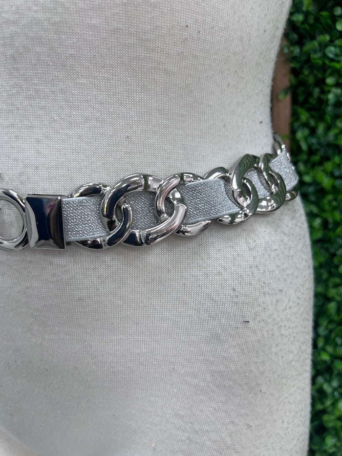 Thin Metallic Links Stretch Belt