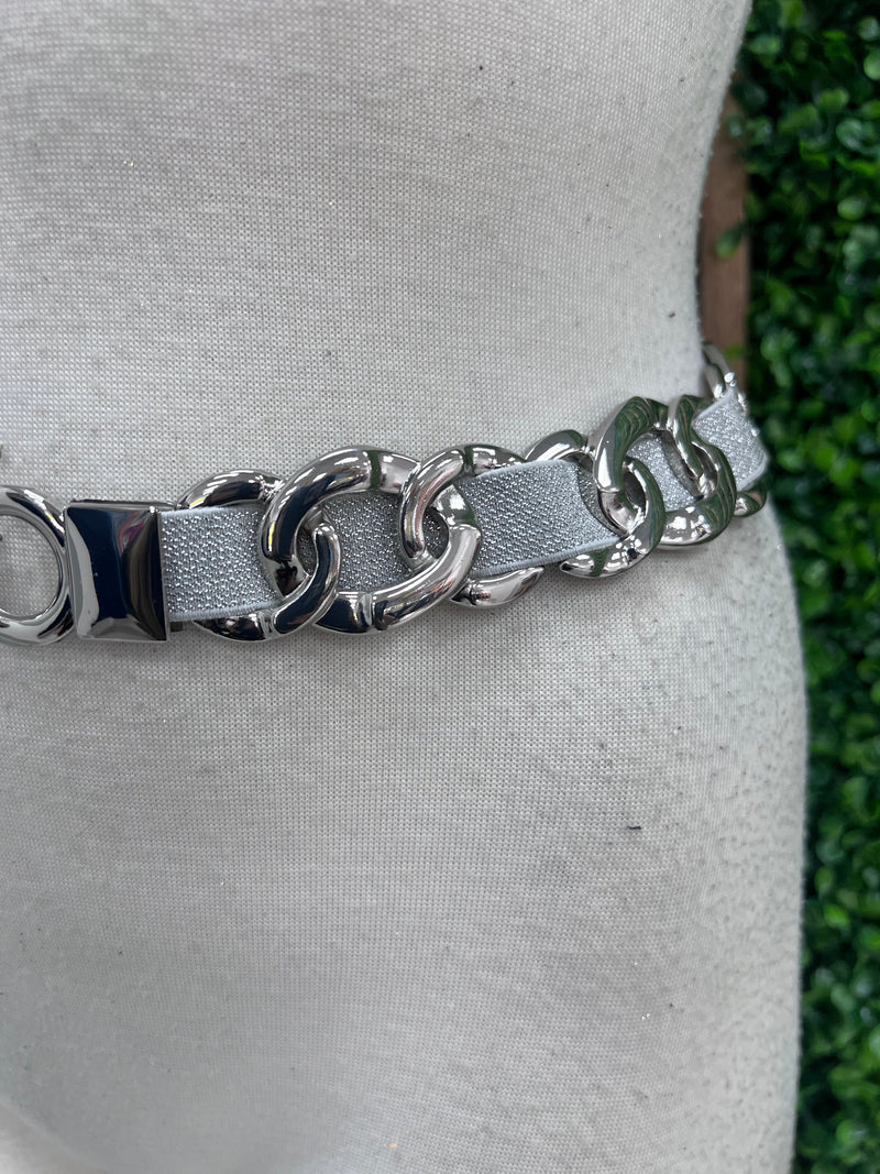 Thin Metallic Links Stretch Belt