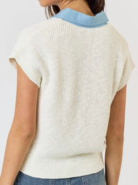 Denim Collar Sweater Top