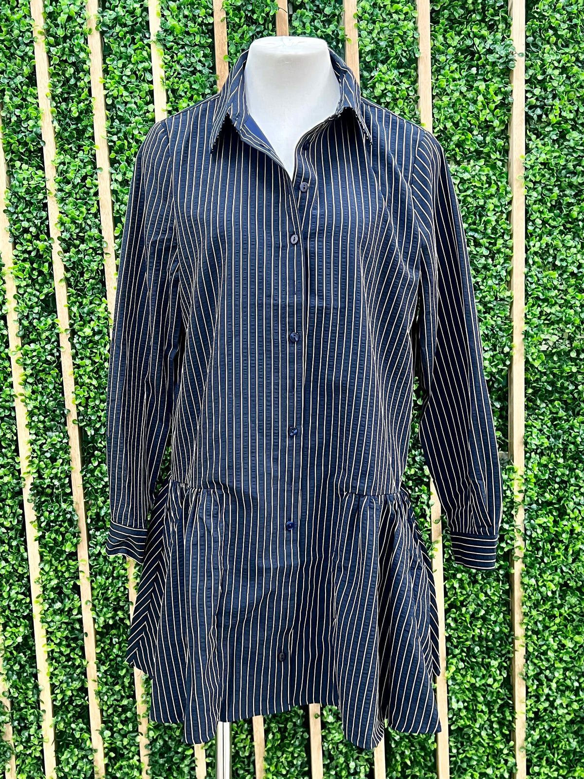 Striped Dropwaist Blouse Dress