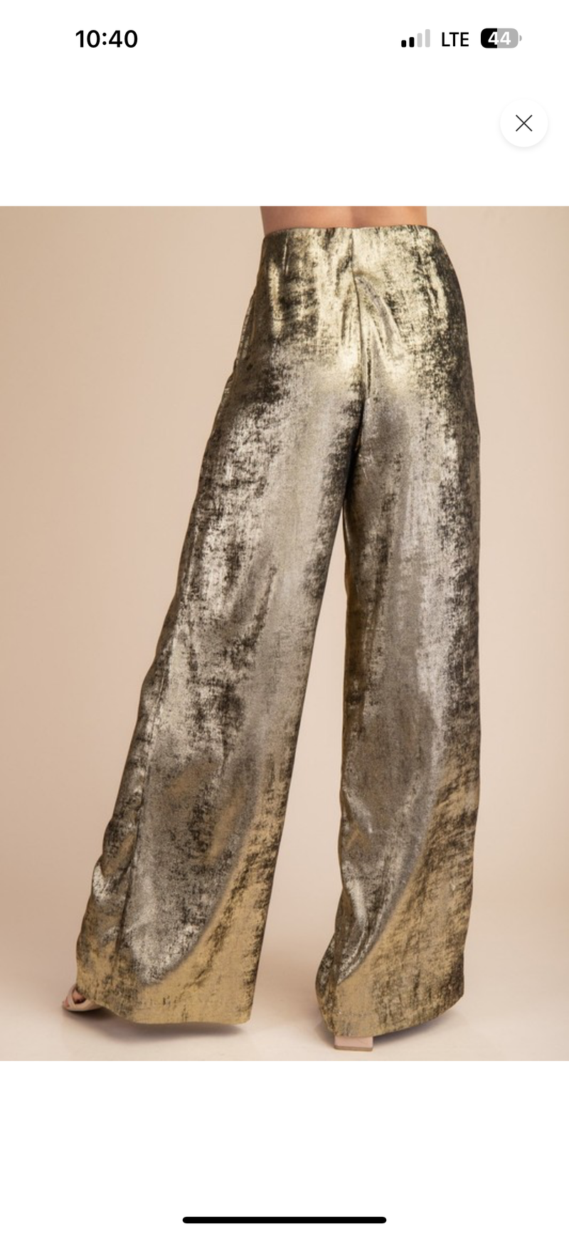 High Waist Metallic Gold Wide Leg Pants