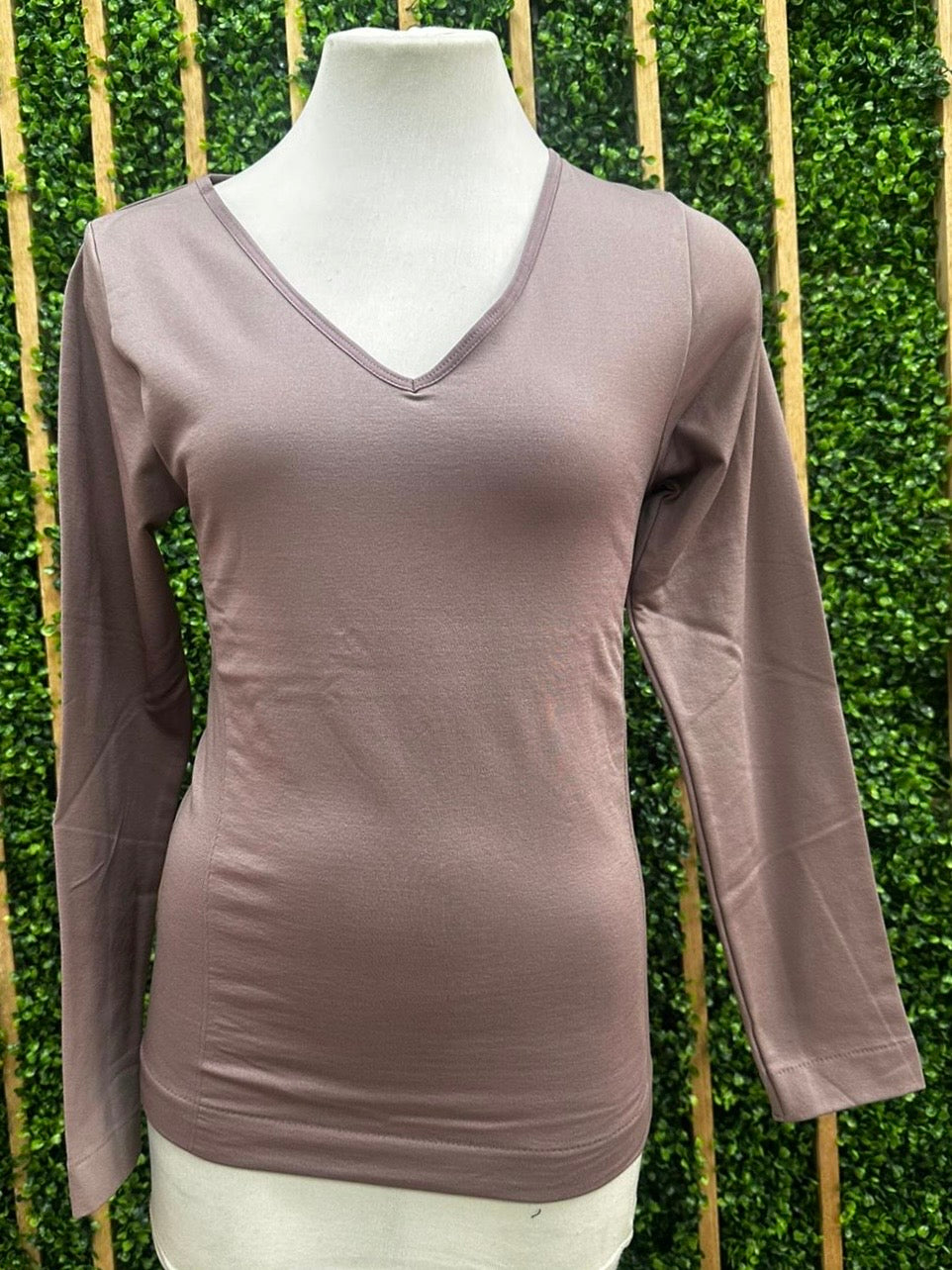 Seamless Fleece Lined V Neck Long Sleeve Top