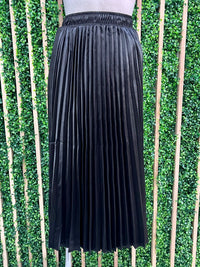 Satin Pleated Midi Skirt