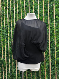 Black Chiffon Mixture Double Layer Blouse