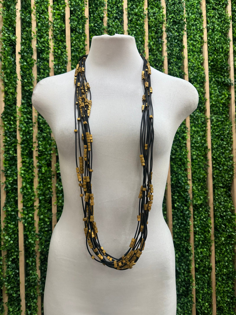 JH Recycled Wooden Beads With Rubber Necklace