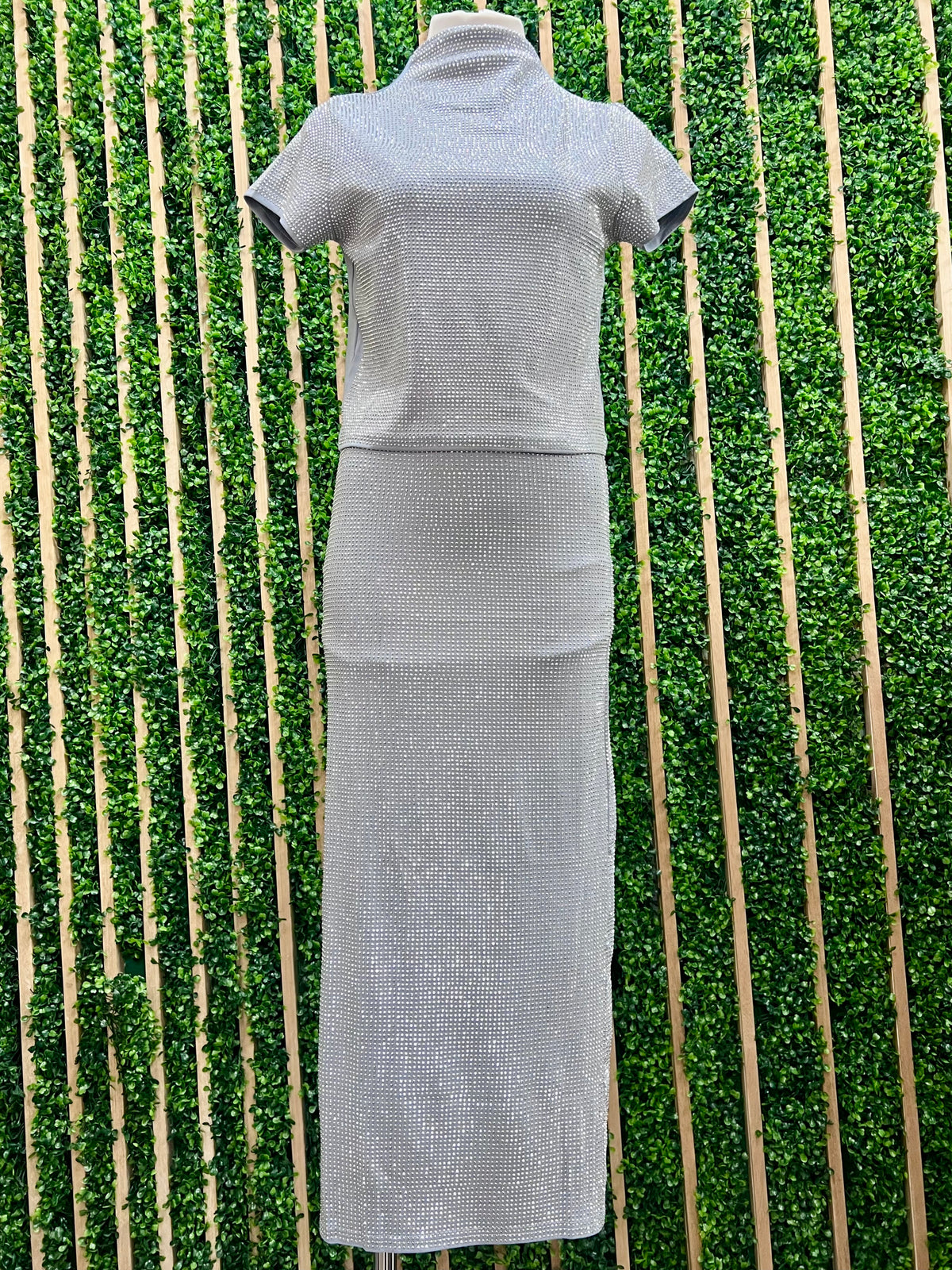 Grey Studded Skirt Set