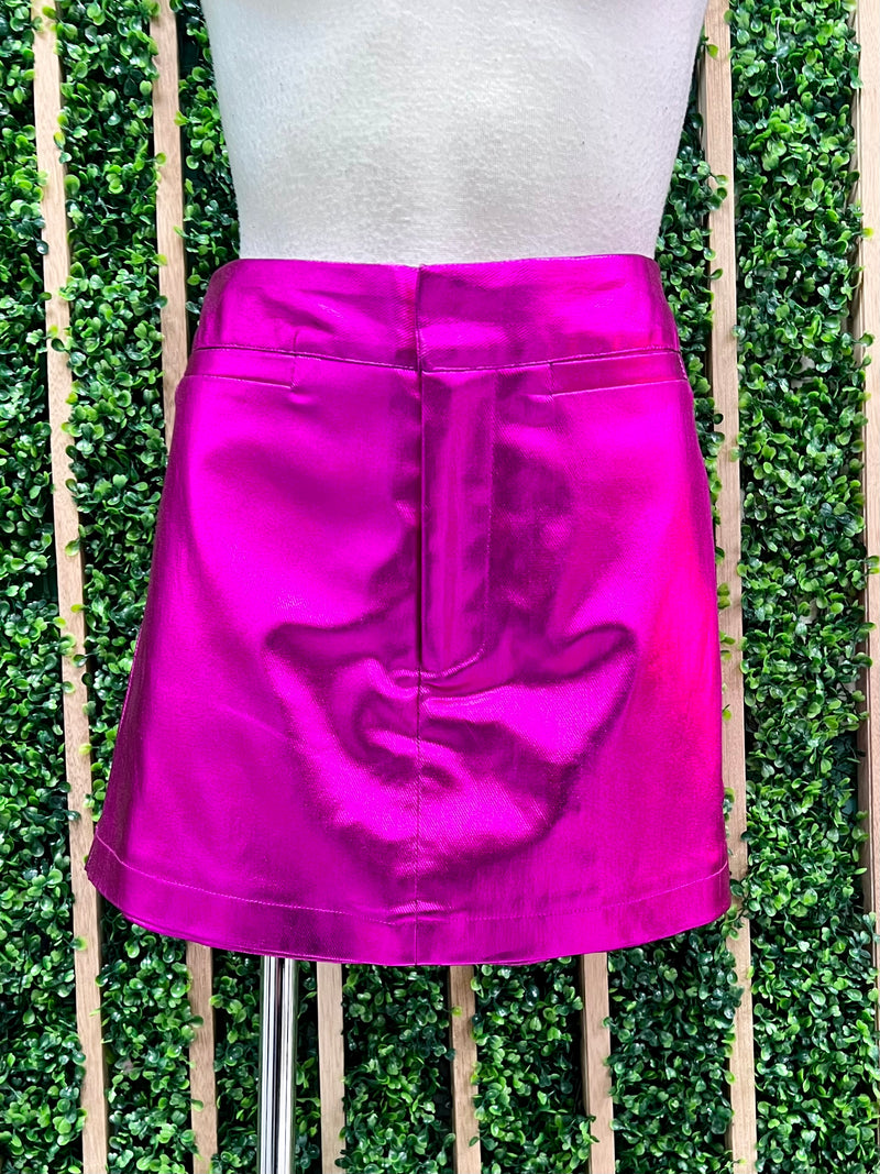High Waist Metallic Skort