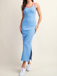 Contrast Binding Ribbed Midi Dress