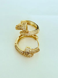 Pave Nail Hoop Earrings