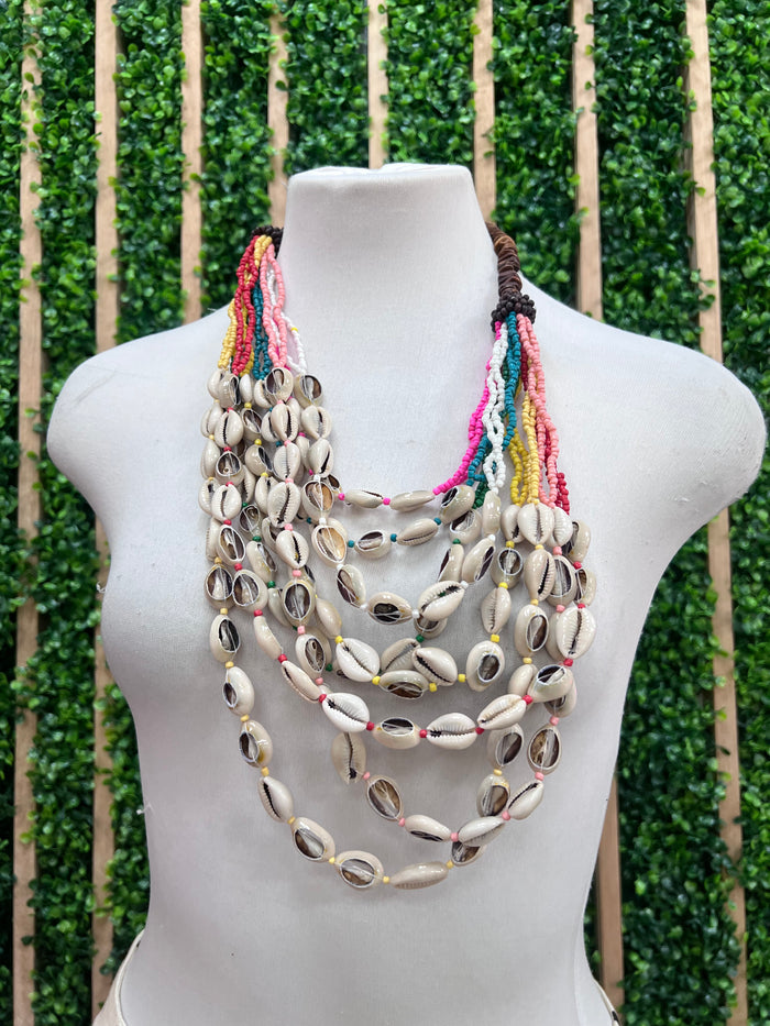 Multi Beads Shell Necklace