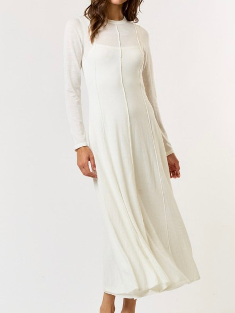 Beautiful Double Layered Long Sleeve Maxi Dress