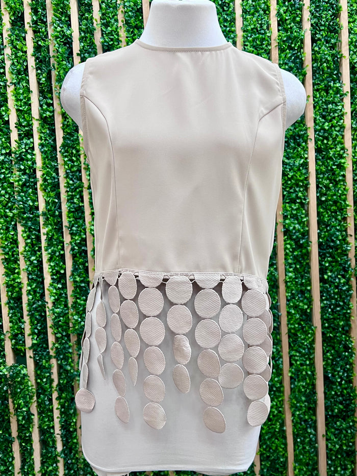 Circle Tassel Trim Sleeveless Top