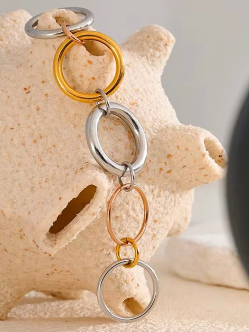 Stacked 5 Link Layered Stainless Steel Ring