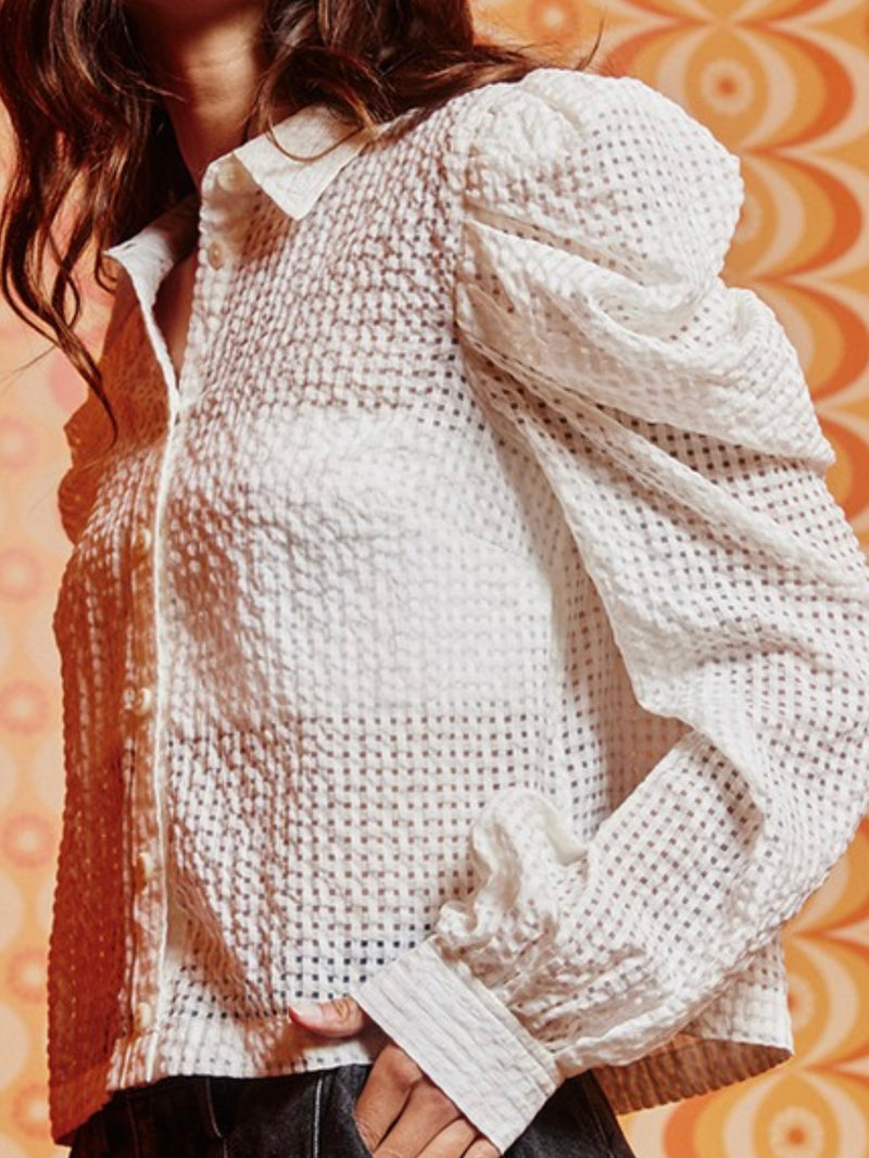 Textured Puff Sleeve Blouse