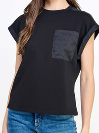 Cuffed sleeve Pocket Detail Top
