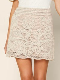 Exquisite Oatmeal Crochet Short Skirt