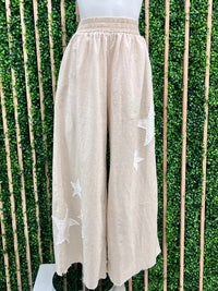 Natural White Star Patch Linen Pant Set