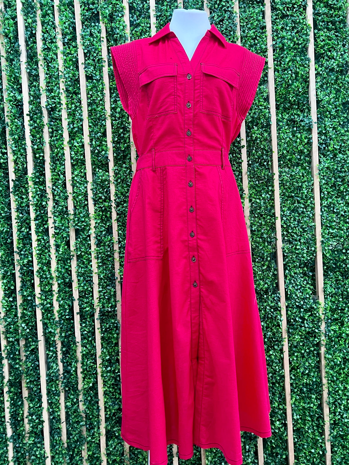 Beautiful Stitch Trim Fitted Blouse MidiDress