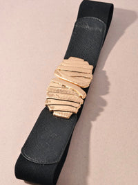 Hammered Metal Buckle Stretch Belt