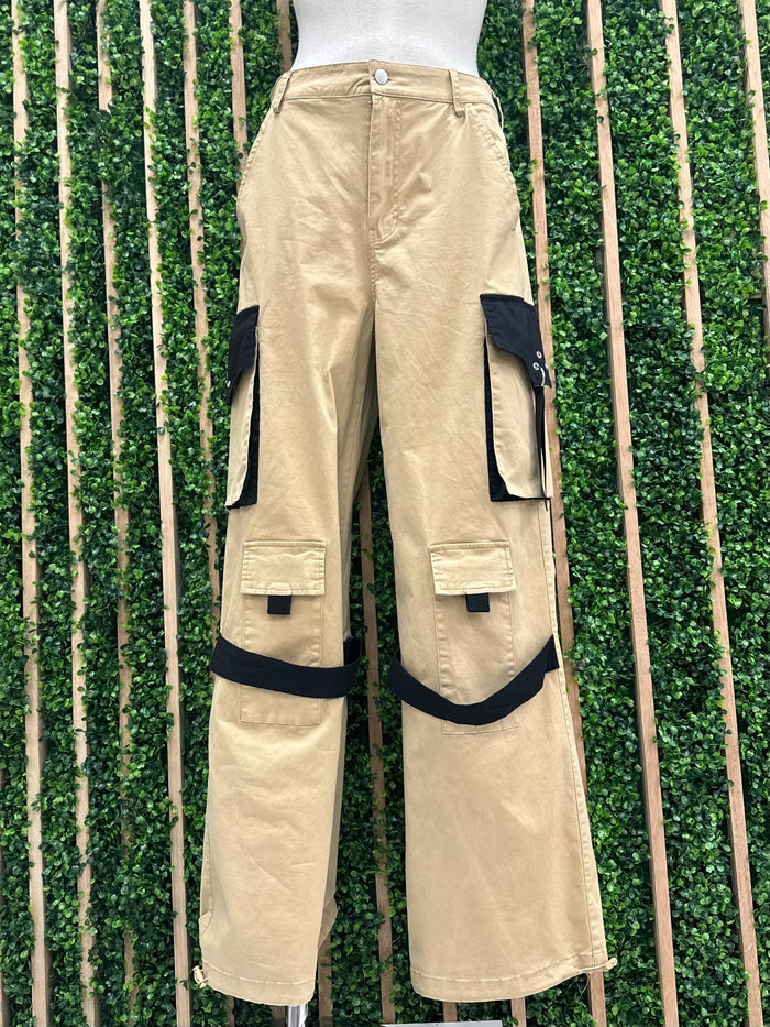 Khaki Black Cargo Jogger