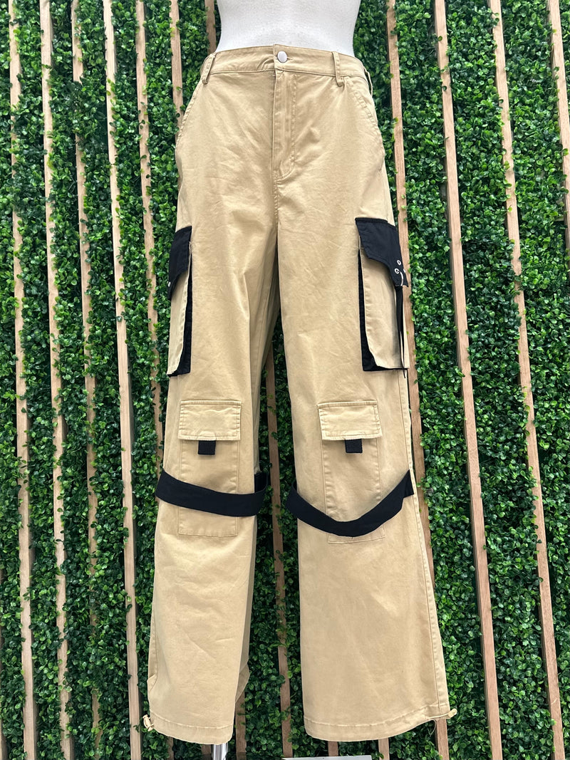 Khaki Black Cargo Jogger