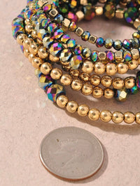 Metal Bead Stretch Mix Elastic Bracelet Set