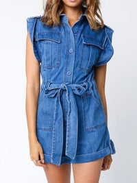 Shoulder Tab Denim Romper