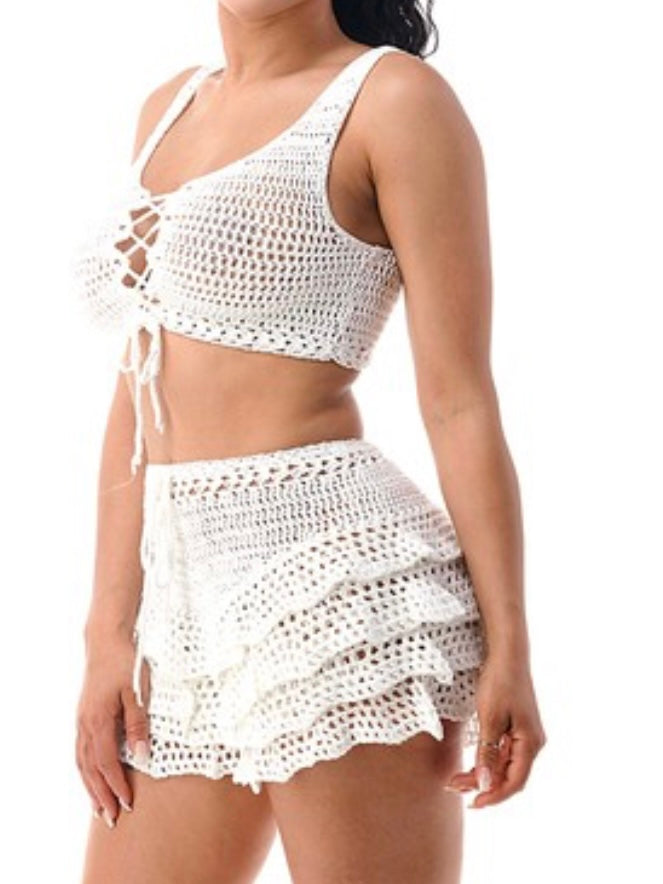 Beautiful Resort Crochet Skort Set