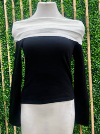 Two Tone Off Shoulder Knit Top