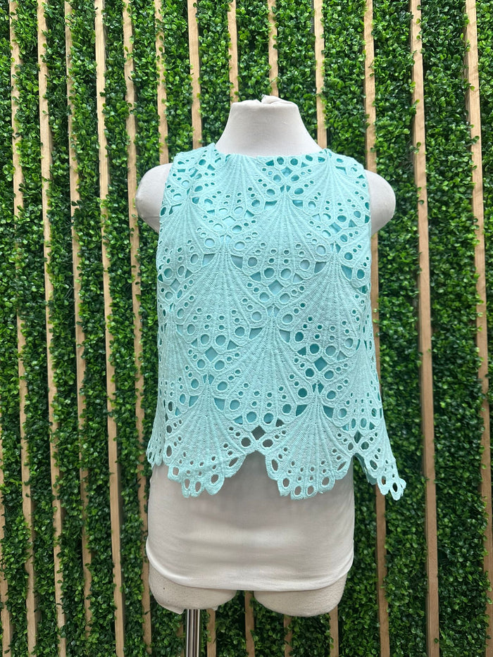 Beautiful Aqua Blue Lace Top