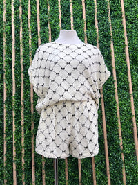 Ivory Bow Printed Gauze Short Pant Set