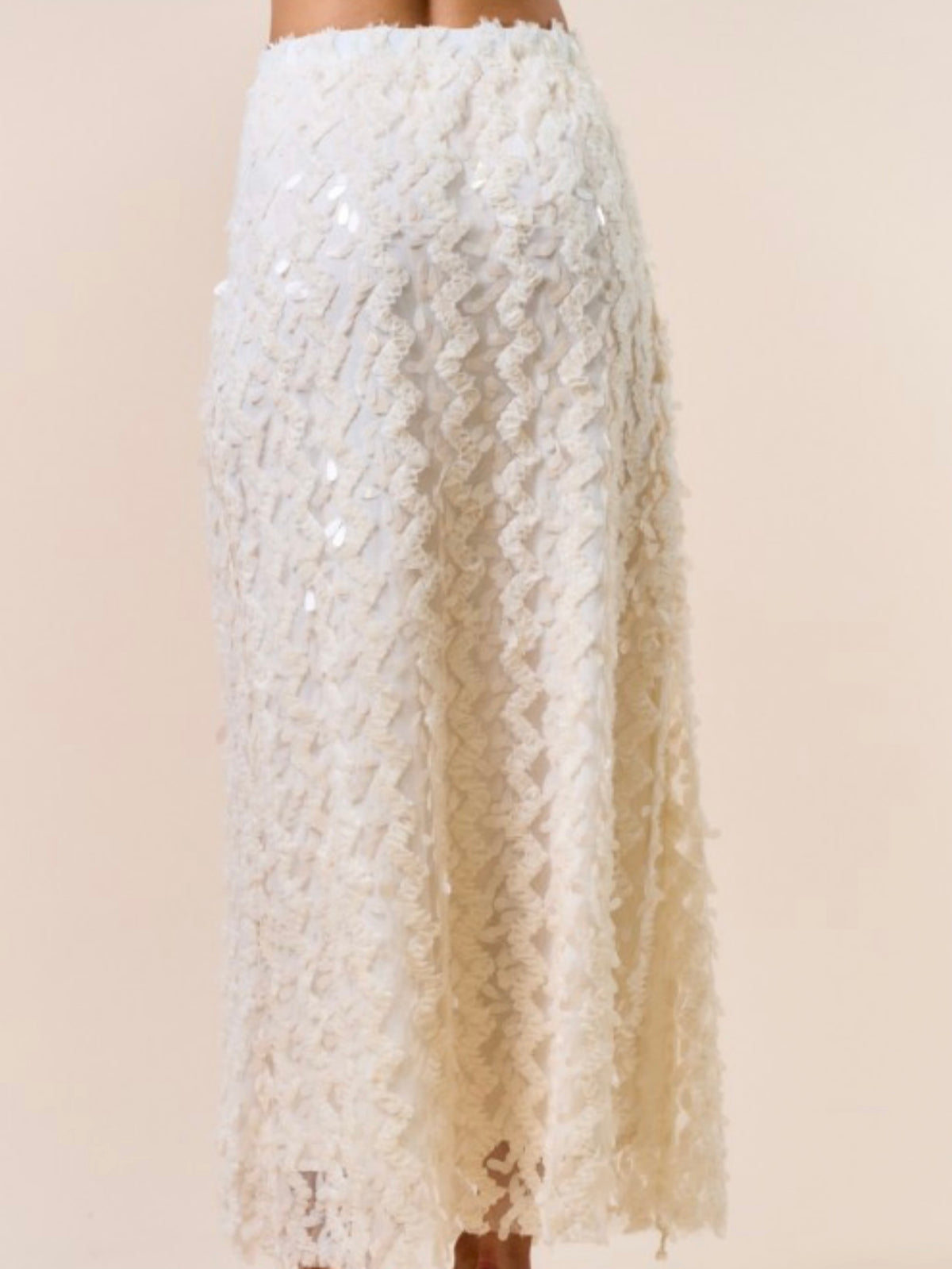 Beautiful Cream Sequin Maxi Skirt