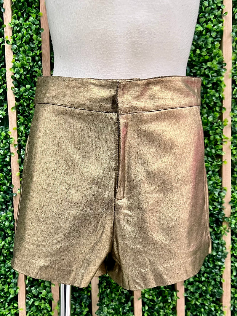 High Waist Metallic Shorts
