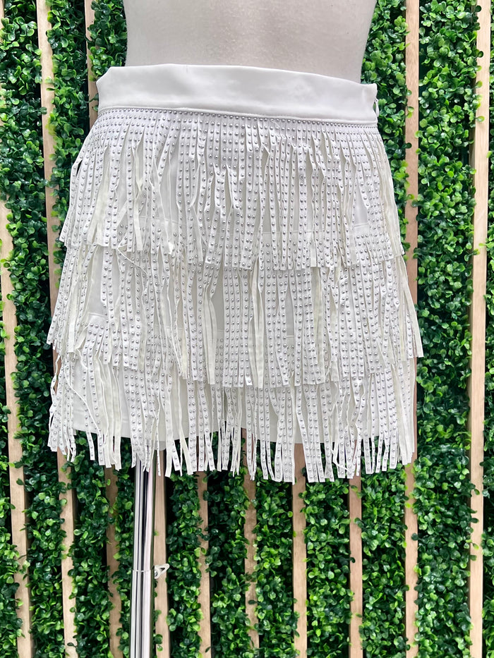 Studded Fringe Skort