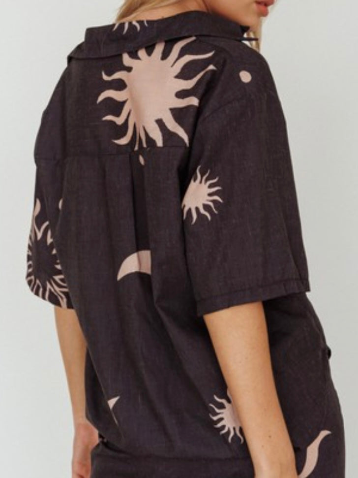 Sun Moon Printed Blouse